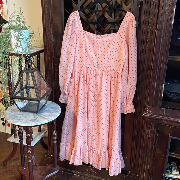 Pink Dot Vintage Sweetheart Neckline Empire Waist Cottage Fairy Dress - Picture 2 of 6
